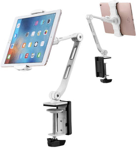 Suptek Aluminum Tablet Desk Mount Stand 360° Flexible Cell Phone Holder for iPad, iPhone, Samsung, Asus and More 4.7-11 inch Devices, Good for Bed, Kitchen, Office YF208BW