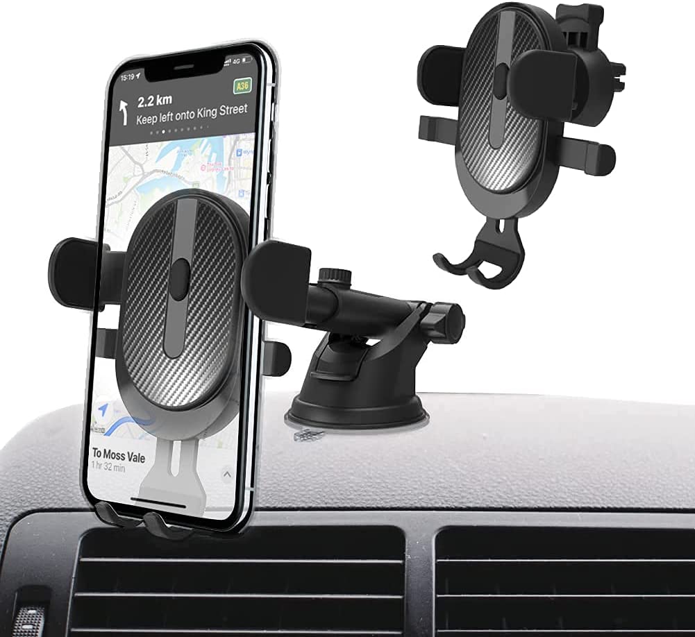Universal Phone Holder for Car Phone Mount Car Phone Holder Dashboard Windshield Air Vent Long Arm Strong Suction Cell Phone Car Mount Fit with iPhone SE 12 Pro Galaxy S21 All Phones