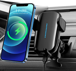 Wireless Car Charger, 15W Qi Fast Charging Sensor Auto Clamping Car Phone Holder Mount,Air Vent Wireless Phone Charger for Car, Wide Compatible with iPhone 12/12 mini/12 Pro/12 Pro Max