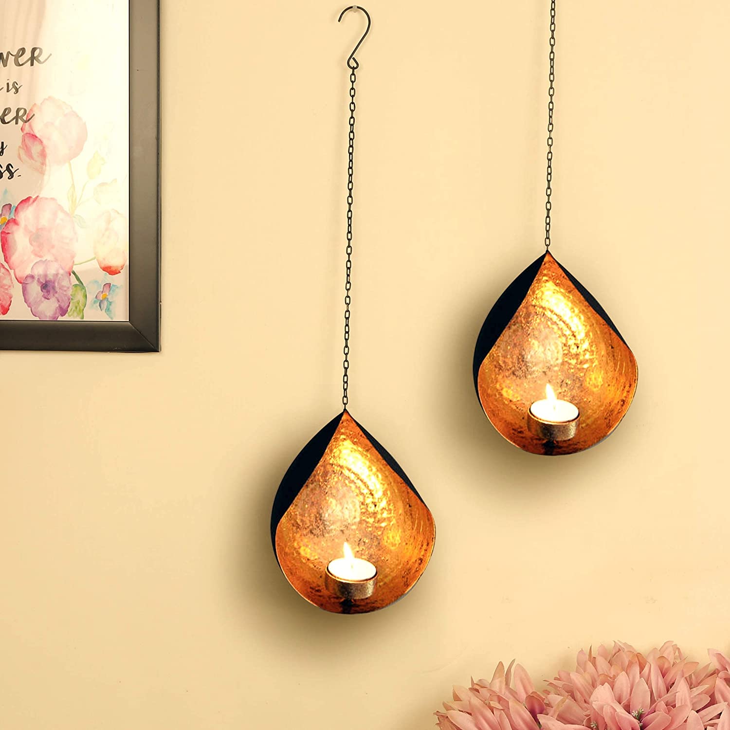 Wall Hanging Tealight Candle Holders for Home Decoration - Wall Sconces with Tealight Candles Home Décor Item (Pack of 2)
