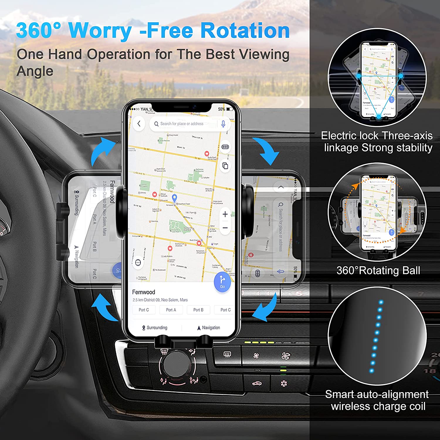 Wireless Car Charger, 15W Qi Fast Charging Sensor Auto Clamping Car Phone Holder Mount,Air Vent Wireless Phone Charger for Car, Wide Compatible with iPhone 12/12 mini/12 Pro/12 Pro Max