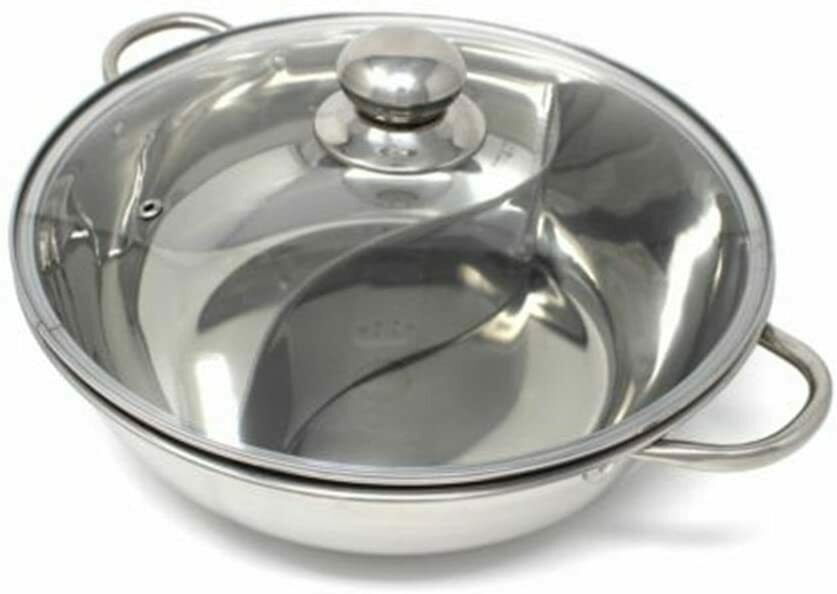 Stainless Steel Hot Pot Two-Flavour Induction Cooker Cookware w Lid 32/34CM