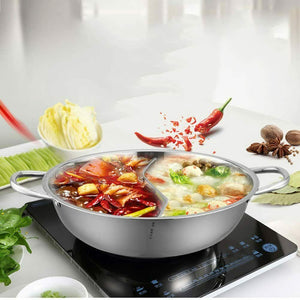Stainless Steel Hot Pot Two-Flavour Induction Cooker Cookware w Lid 32/34CM