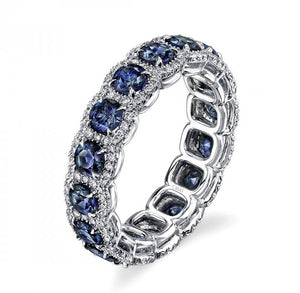 Women's Classical Vintage Antique Style Blue Sapphire Surround Wedding Ring R104