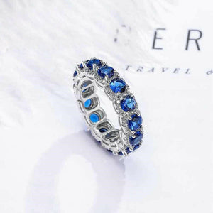 Women's Classical Vintage Antique Style Blue Sapphire Surround Wedding Ring R104