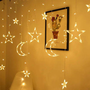 Star Moon LED Curtain Fairy String Light Decor 3.5M