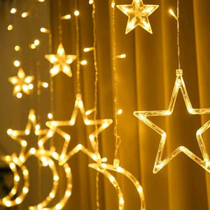 Star Moon LED Curtain Fairy String Light Decor 3.5M